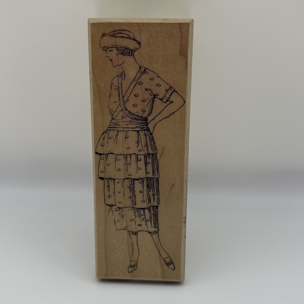 Postmodern Design Dorothy BL10-103-F Victorian 1920s Era Wood Mount Rubber Stamp